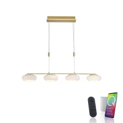 Suspension Paul Neuhaus Q-Etienne Led Laiton, 4 Lumieres, Telecommandes