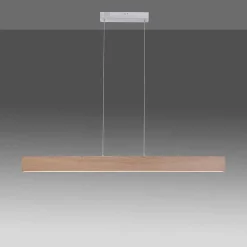 Suspension Paul Neuhaus Q-Timber Led Bois Clair, 1 Lumiere, Telecommandes