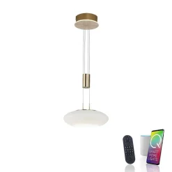 Suspension Paul Neuhaus Q-Etienne Led Laiton, 1 Lumiere, Telecommandes