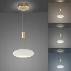 Suspension Paul Neuhaus Q-Etienne Led Laiton, 1 Lumiere, Telecommandes