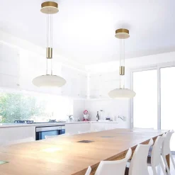 Suspension Paul Neuhaus Q-Etienne Led Laiton, 1 Lumiere, Telecommandes