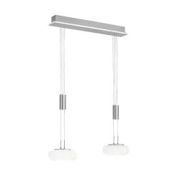 Suspension Paul-Neuhaus Q-Etienne Led Acier Brosse, 3 Lumieres, Telecommandes