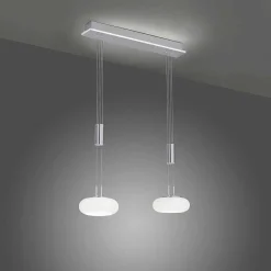 Suspension Paul-Neuhaus Q-Etienne Led Acier Brosse, 3 Lumieres, Telecommandes