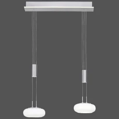 Suspension Paul-Neuhaus Q-Etienne Led Acier Brosse, 3 Lumieres, Telecommandes