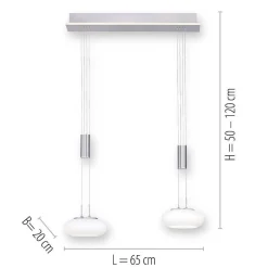 Suspension Paul-Neuhaus Q-Etienne Led Acier Brosse, 3 Lumieres, Telecommandes