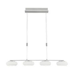 Suspension Paul-Neuhaus Q-Etienne Led Acier Brosse, 4 Lumieres, Telecommandes