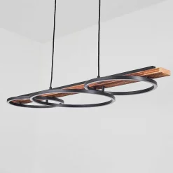 Suspension Pompu Led Brun, Noir, 3 Lumieres