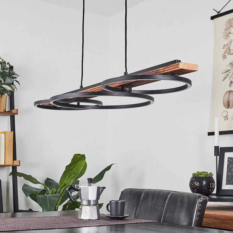 Suspension Pompu Led Brun, Noir, 3 Lumieres