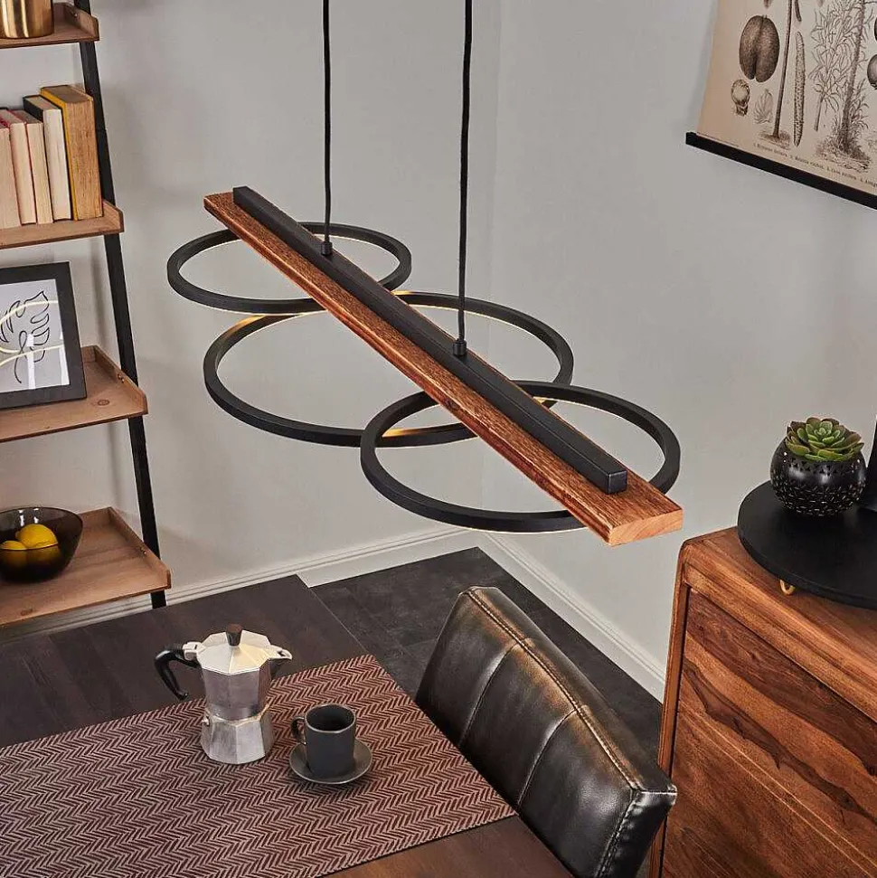 Suspension Pompu Led Brun, Noir, 3 Lumieres