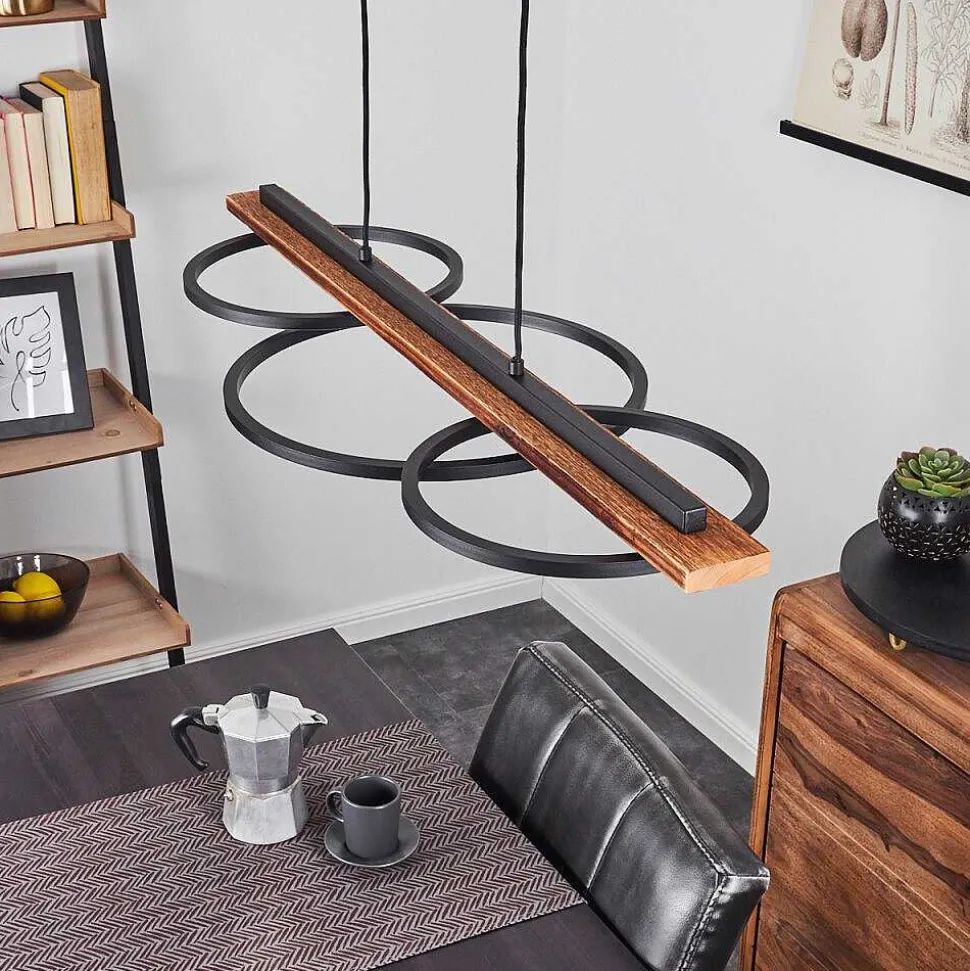 Suspension Pompu Led Brun, Noir, 3 Lumieres