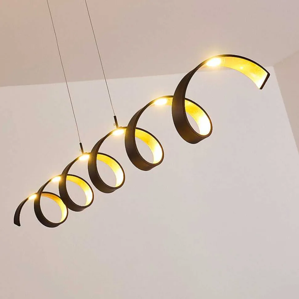 Suspension Rezat Led Noir Dore, 6 Lumieres