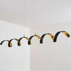 Suspension Rezat Led Noir Dore, 6 Lumieres