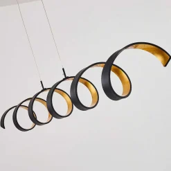 Suspension Rezat Led Noir Dore, 6 Lumieres