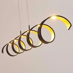 Suspension Rezat Led Noir Dore, 6 Lumieres