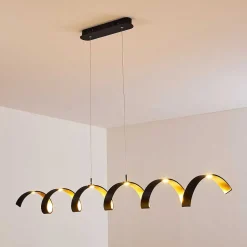 Suspension Rezat Led Noir Dore, 6 Lumieres