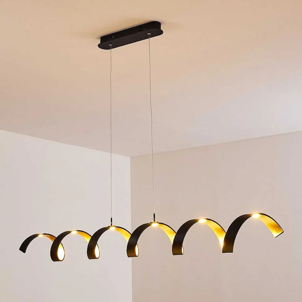 Suspension Rezat Led Noir Dore, 6 Lumieres