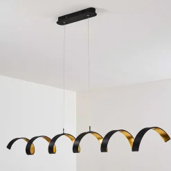 Suspension Rezat Led Noir Dore, 6 Lumieres