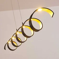 Suspension Rezat Led Noir Dore, 6 Lumieres