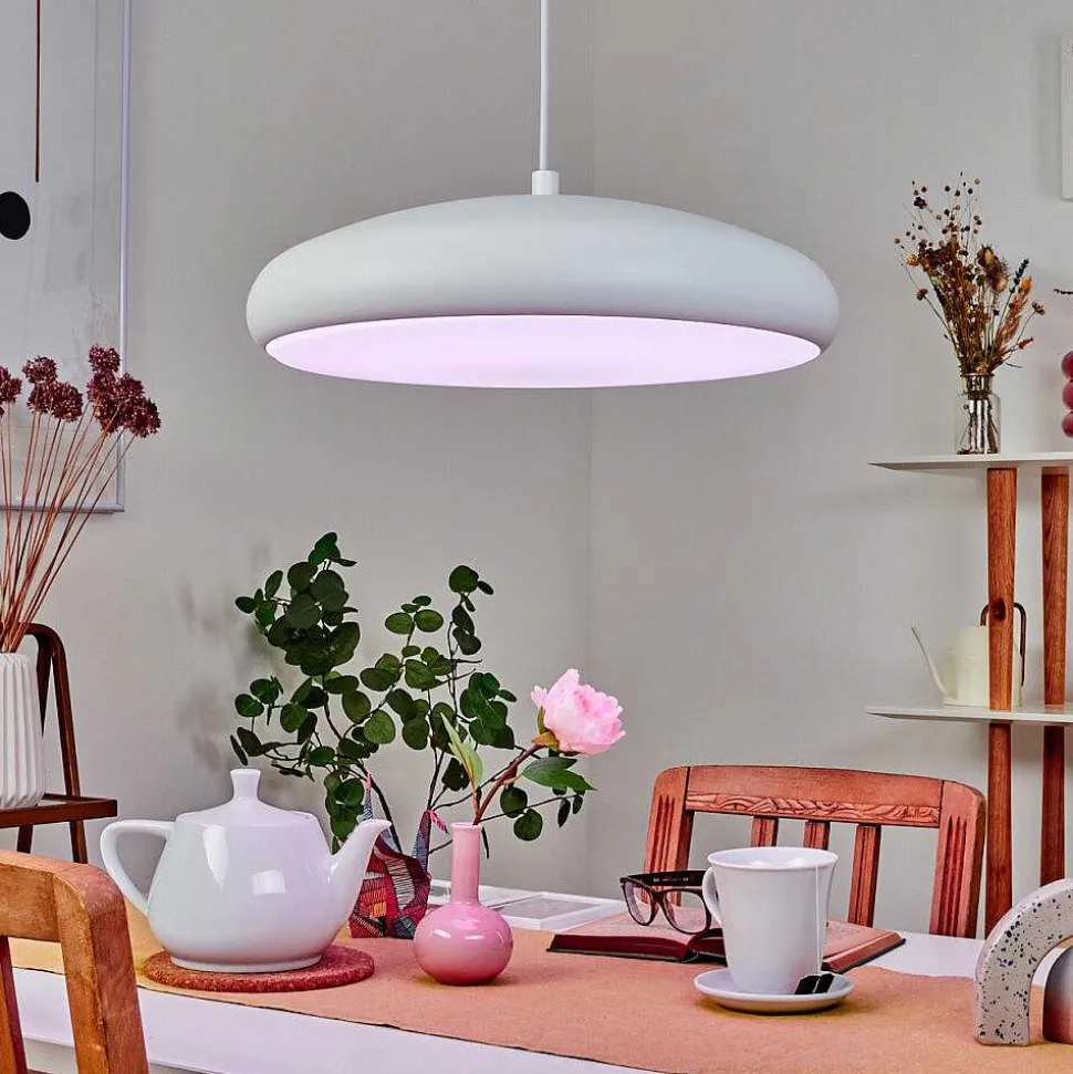 Suspension Rhone Led Blanc, 1 Lumiere, Changeur De Couleurs