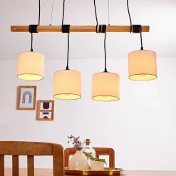 Suspension Sambia Brun, Noir, 4 Lumieres