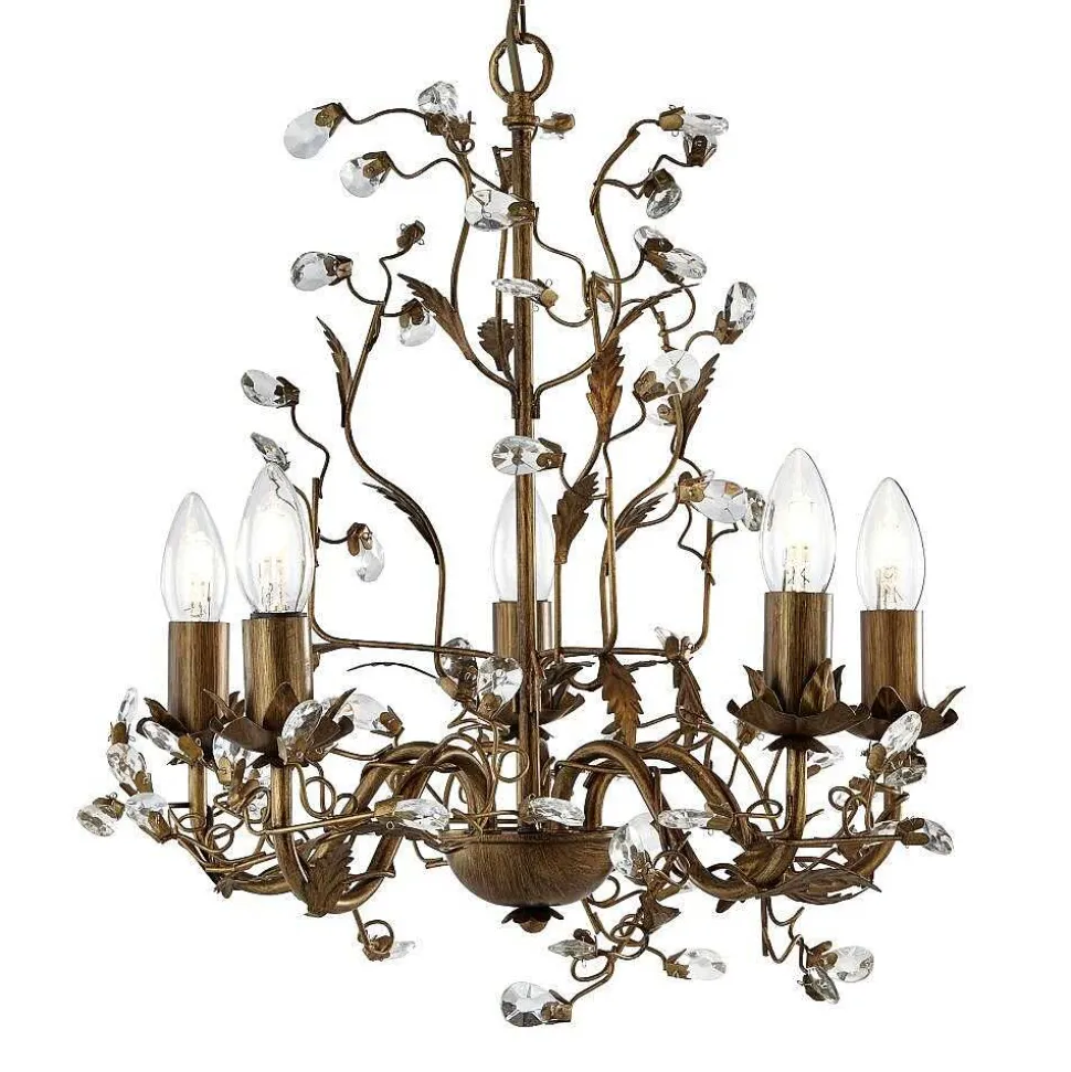 Suspension Searchlight Almandite Brun, Or, 5 Lumieres