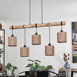 Suspension Soungou Ecru, Noir, 5 Lumieres