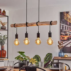 Suspension Soungou Ecru, Noir, 4 Lumieres