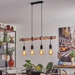 Suspension Soungou Ecru, Noir, 4 Lumieres