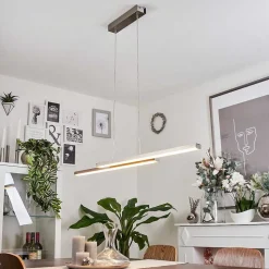 Suspension Tamizat Led Nickel Mat, 2 Lumieres, Changeur De Couleurs