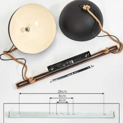 Suspension Teneru Bois Fonce, Noir, 2 Lumieres