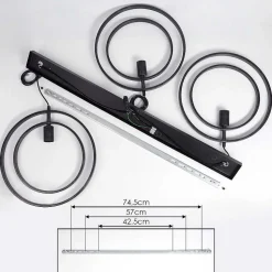 Suspension Tercel Brun Fonce, Nickel Mat, Noir, 3 Lumieres