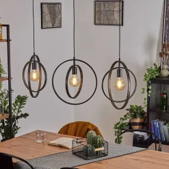 Suspension Tercel Brun Fonce, Nickel Mat, Noir, 3 Lumieres