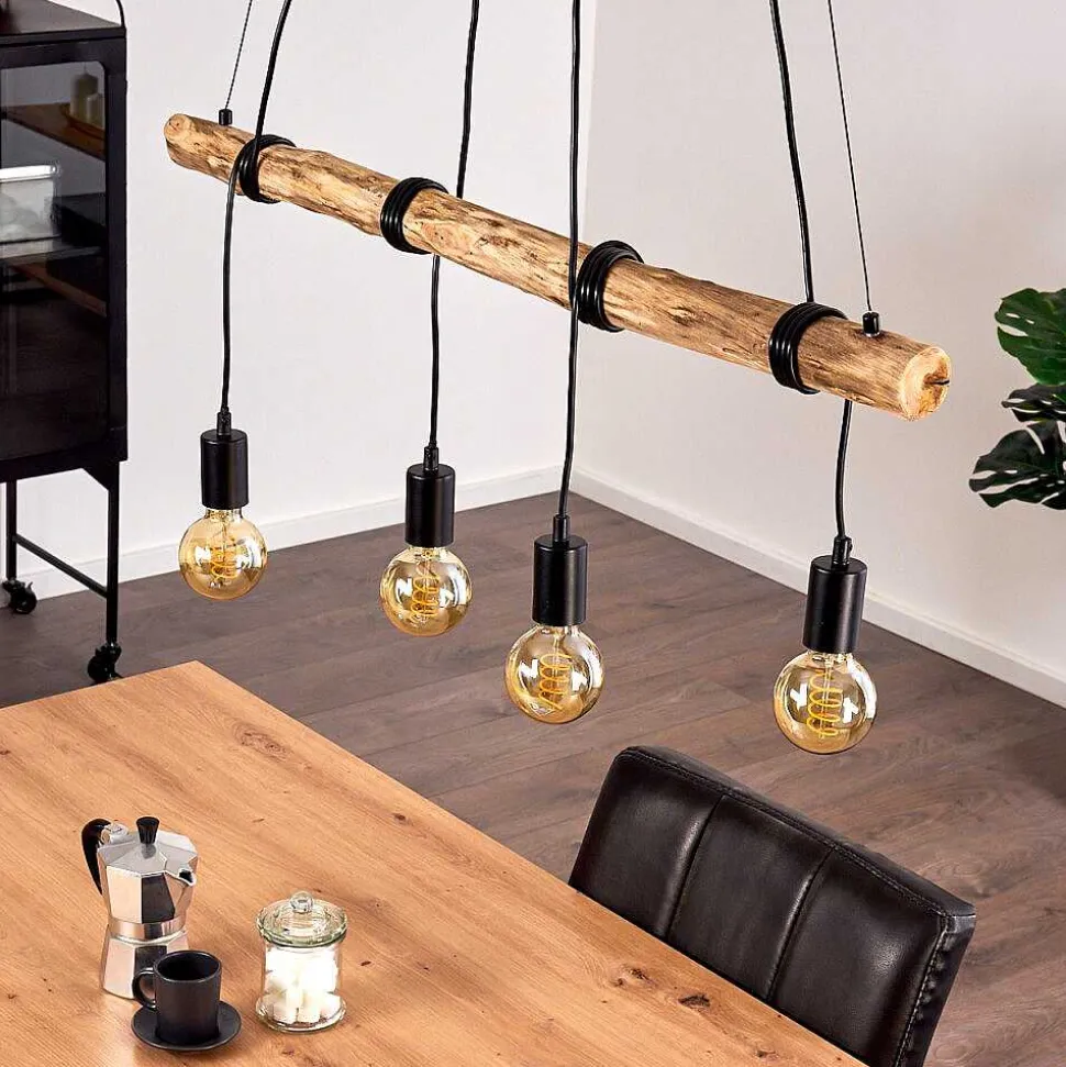 Suspension Tirana Brun, Noir, 4 Lumieres