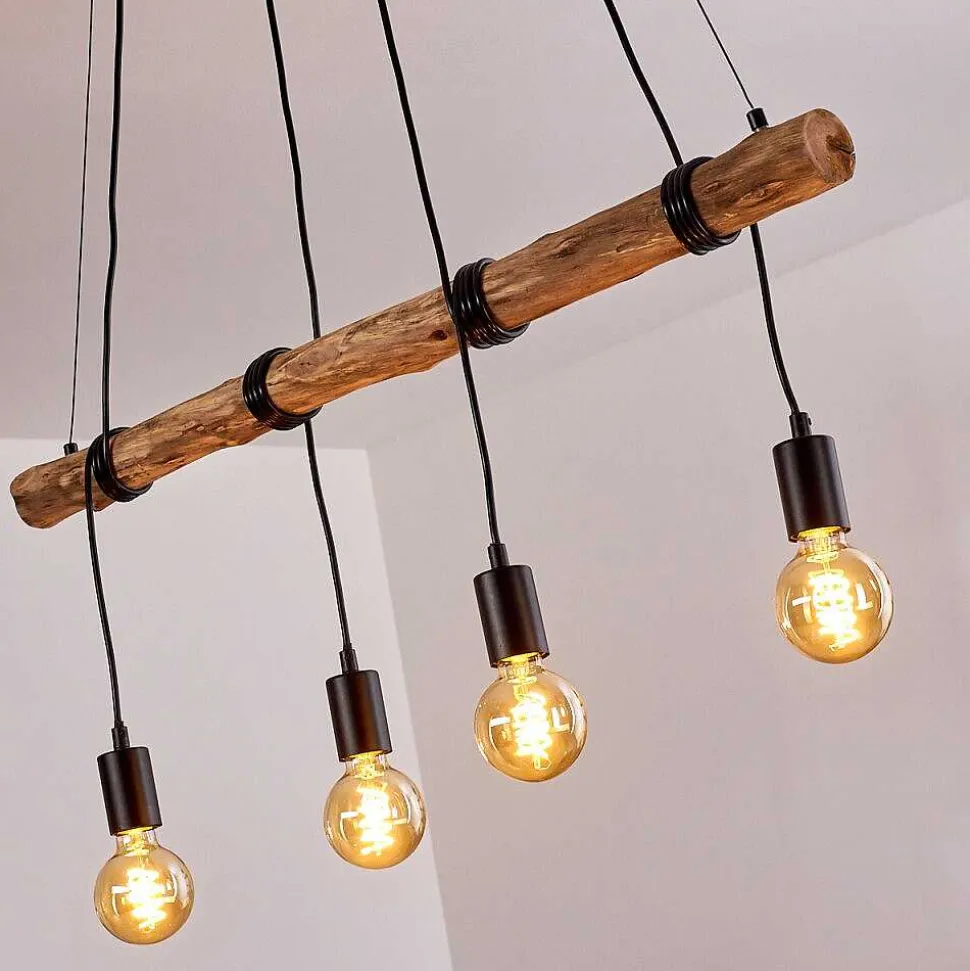 Suspension Tirana Brun, Noir, 4 Lumieres