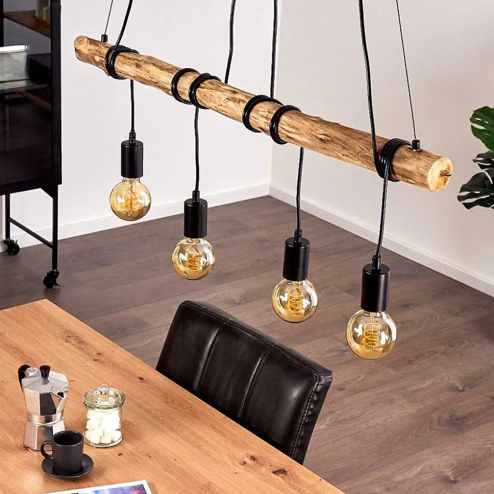 Suspension Tirana Brun, Noir, 4 Lumieres