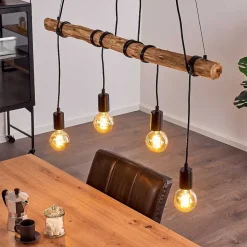 Suspension Tirana Brun, Noir, 4 Lumieres