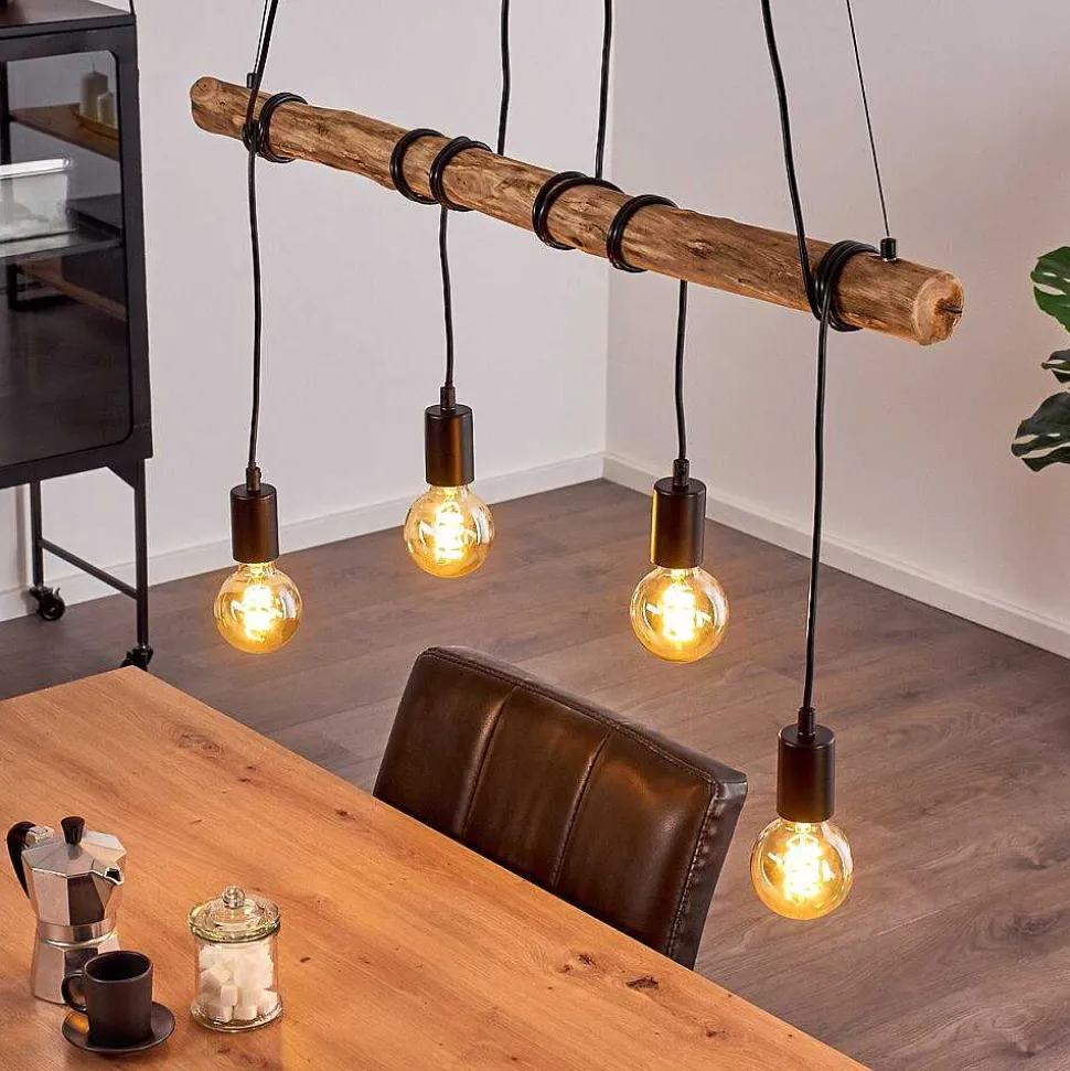 Suspension Tirana Brun, Noir, 4 Lumieres