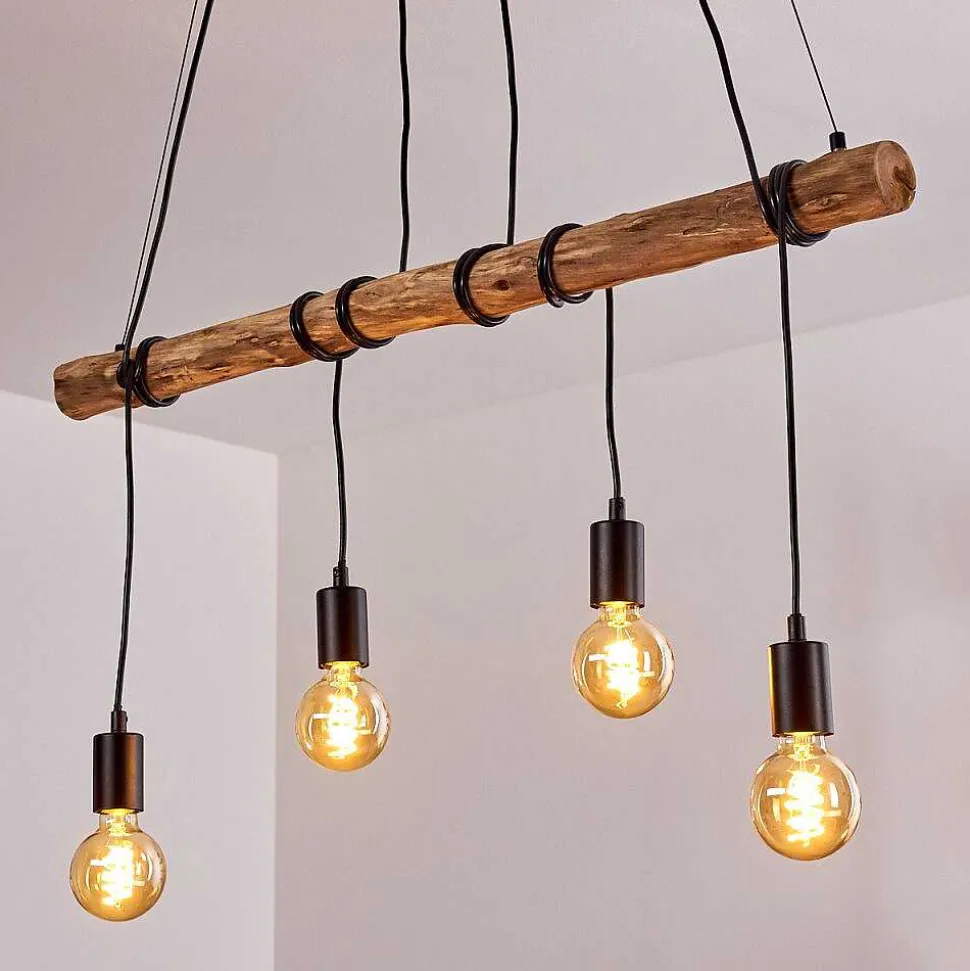 Suspension Tirana Brun, Noir, 4 Lumieres