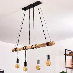 Suspension Tirana Brun, Noir, 4 Lumieres