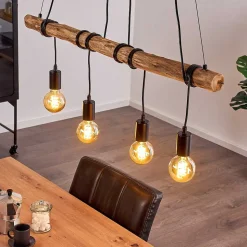 Suspension Tirana Brun, Noir, 4 Lumieres