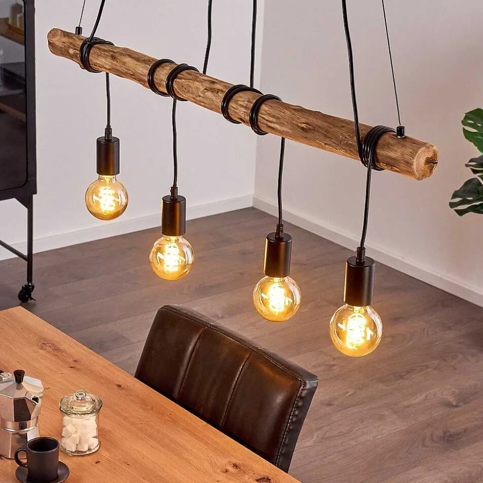 Suspension Tirana Brun, Noir, 4 Lumieres