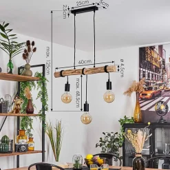 Suspension Toleda Ecru, Noir, 3 Lumieres