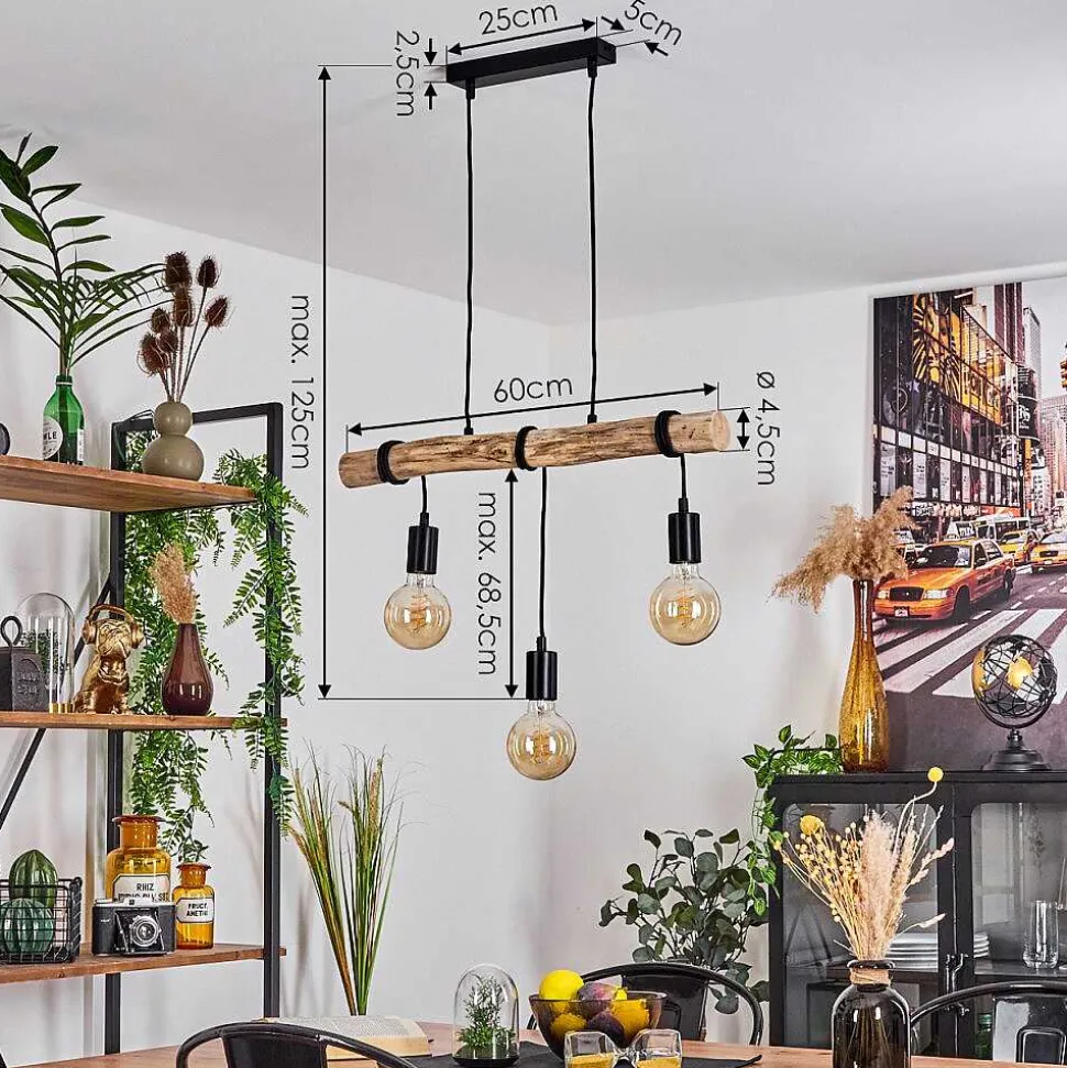 Suspension Toleda Ecru, Noir, 3 Lumieres