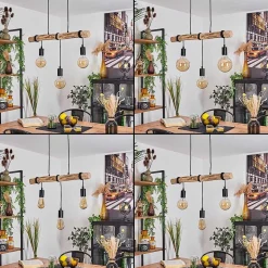 Suspension Toleda Ecru, Noir, 3 Lumieres