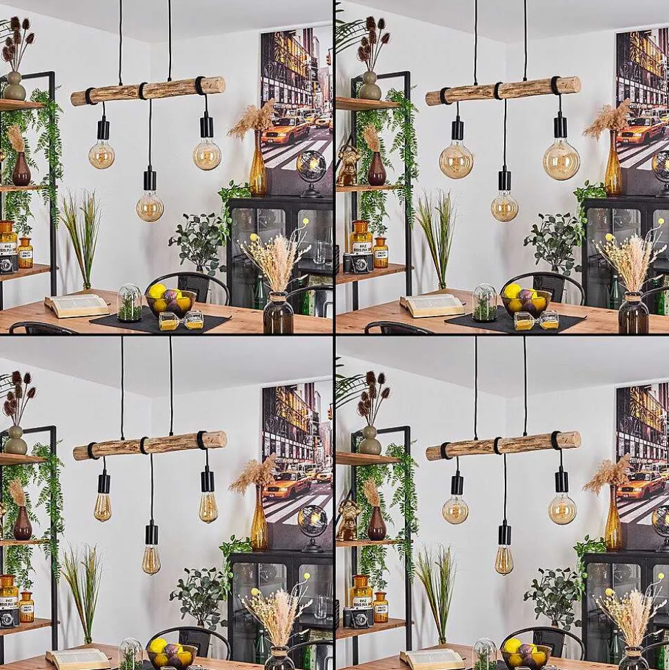 Suspension Toleda Ecru, Noir, 3 Lumieres