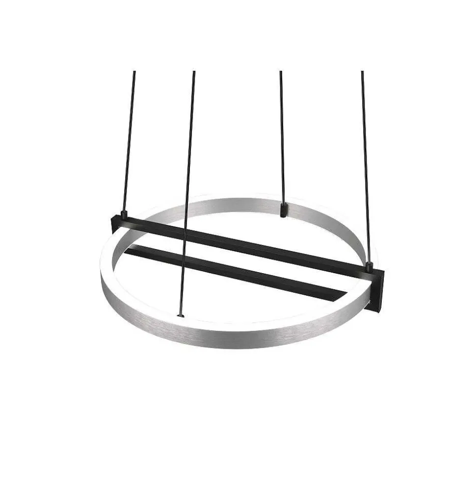 Suspension Trio Thompson Led Aluminium Brosse, 1 Lumiere, Telecommandes, Changeur De Couleurs