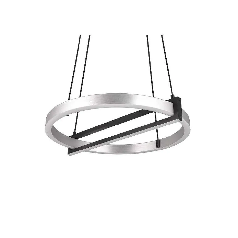 Suspension Trio Thompson Led Aluminium Brosse, 1 Lumiere, Telecommandes, Changeur De Couleurs