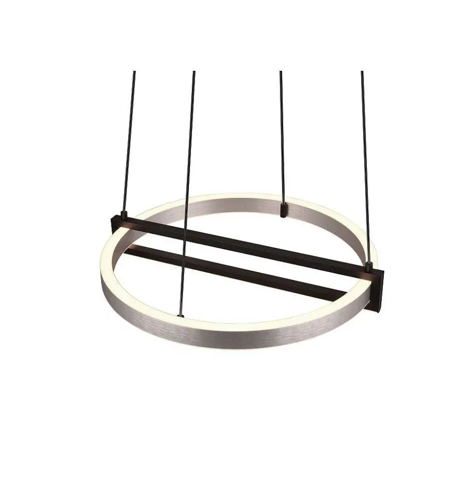 Suspension Trio Thompson Led Aluminium Brosse, 1 Lumiere, Telecommandes, Changeur De Couleurs