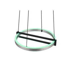 Suspension Trio Thompson Led Aluminium Brosse, 1 Lumiere, Telecommandes, Changeur De Couleurs