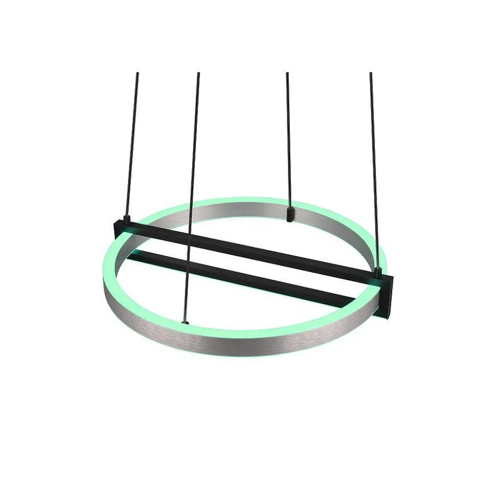 Suspension Trio Thompson Led Aluminium Brosse, 1 Lumiere, Telecommandes, Changeur De Couleurs